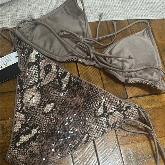 Fashion Nova Snake Print Sequin Bikini - Picture 4 of 4